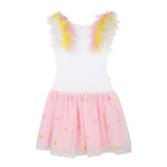 Billieblush Abito Giromanica con Gonna In Tulle per Bambina U20957 BIANCO BillIEBLUSH 