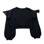 FUN & FUN maglia girocollo tinta unita con frange Nero per Bambina FNJSW15854X NERO FUN & FUN 