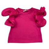 M+E' T-Shirt Tinta Unita Girocollo con Maniche Rouches Fuxia per Neonata