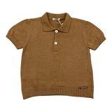 Le Bebe' Polo Mezza Manica Tinta Unia In Maglia Beige per Neonato