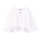 Twinset Maglioncino Tinta Unita Con Ricami Bianco Per Bambina