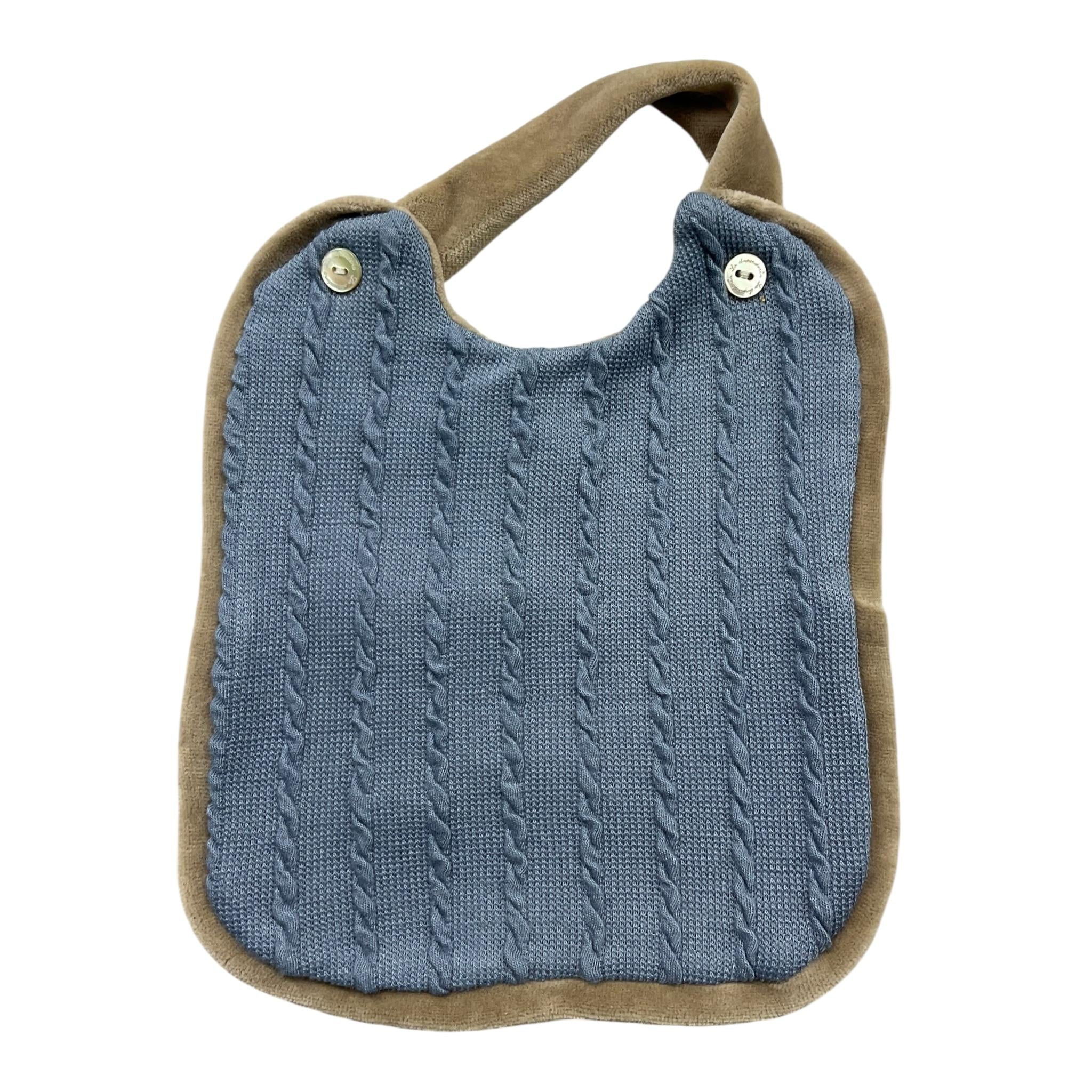LA STUPENDERIA bavetta bicolore con finti bottoni Azzurro/beige per Neonato TBBV00 AZZURRO/BEIGE LA STUPENDERIA 