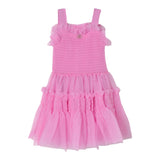 Twinset Abito Giromanica Tinta Unita Con Tulle Rosa Per Neonata