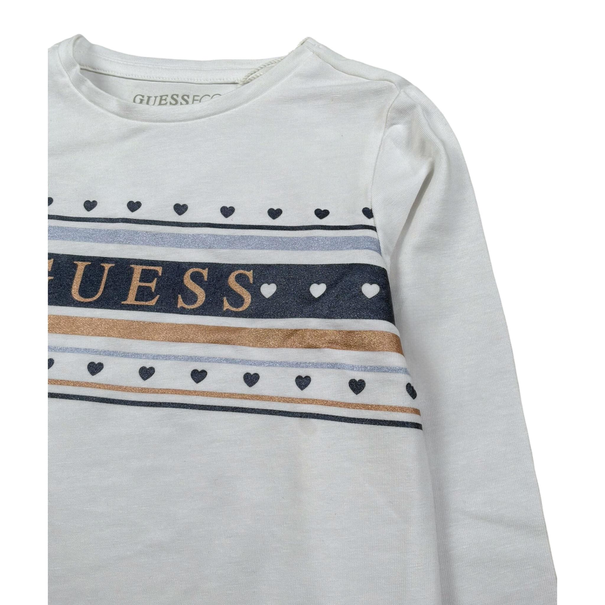 Guess Shirt Girocollo Tinta Unita con Logo per Neonata K5RI04K6YW4 BIANCO GUESS 