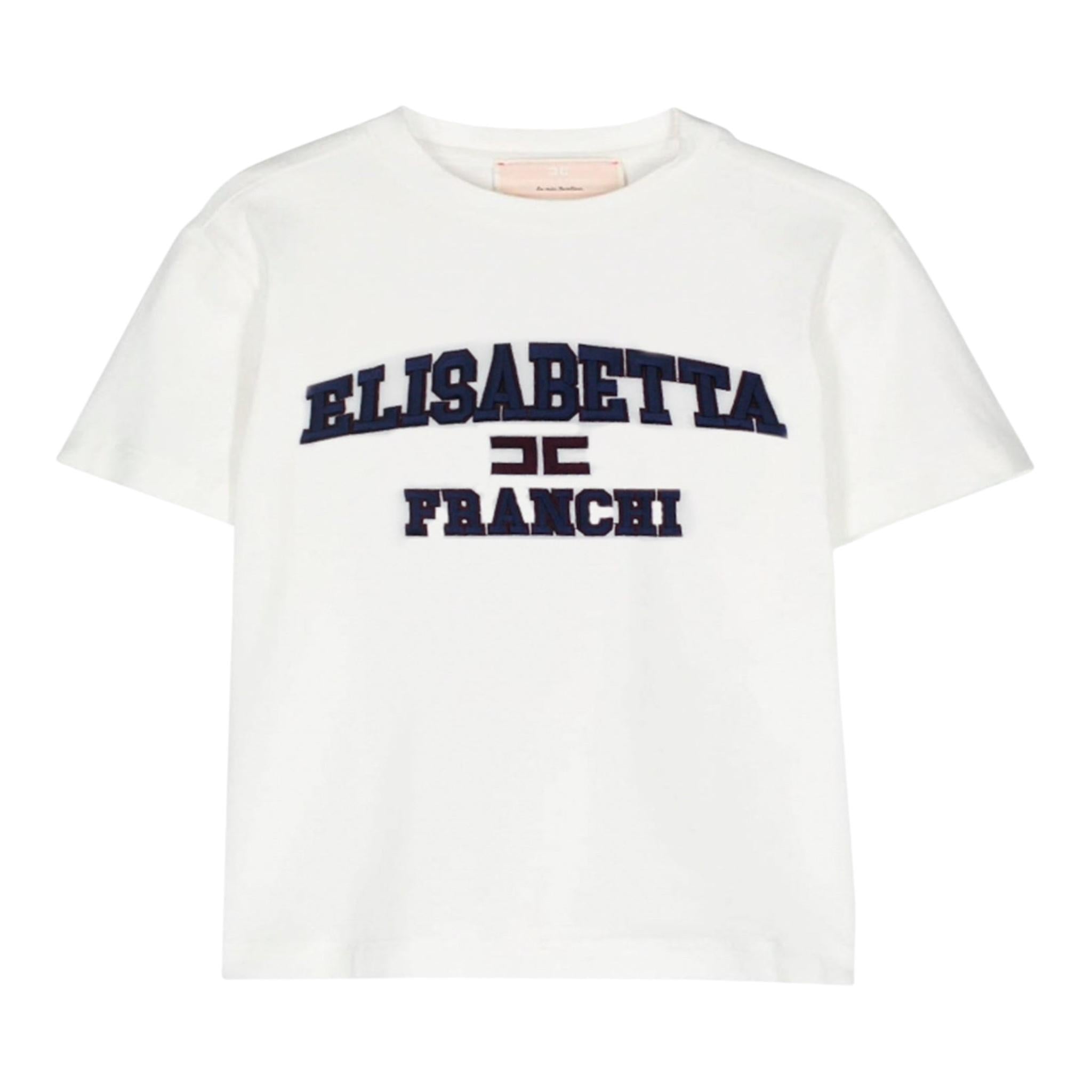 ELISABETTA FRANCHI t-shirt girocollo tinta unita cn stampa in contrasto Bianco per Neonata EGTS087NX BIANCO ELISABETTA FRANCHI 