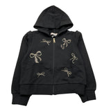 LIU JO felpa con zip e cappuccio tinta unita con brillantini Nero per Bambina KF4109 NERO LIU JO 