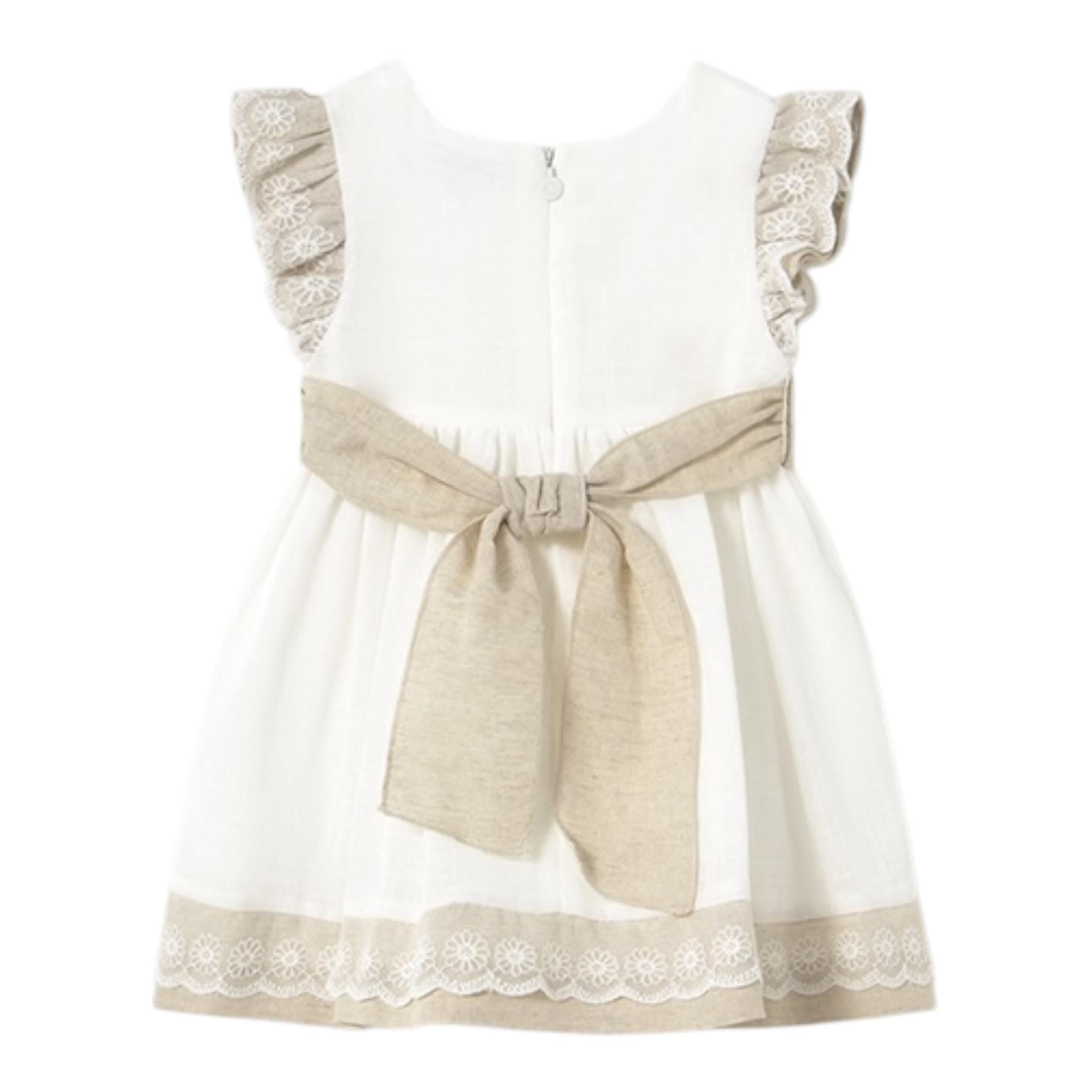 Mayoral Abito Tinta Unita con Stampa per Bambina 1908J BIANCO MAYORAL 