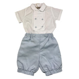 La Stupenderia Completo 2 Pezzi Camicia Body-Bermuda Bicolore Bianco/Azzurro Per Neonato
