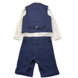 Damper Dan Completo 4Pz Gilet-Camicia-Pantalone-Papillions Blu Per Neonato