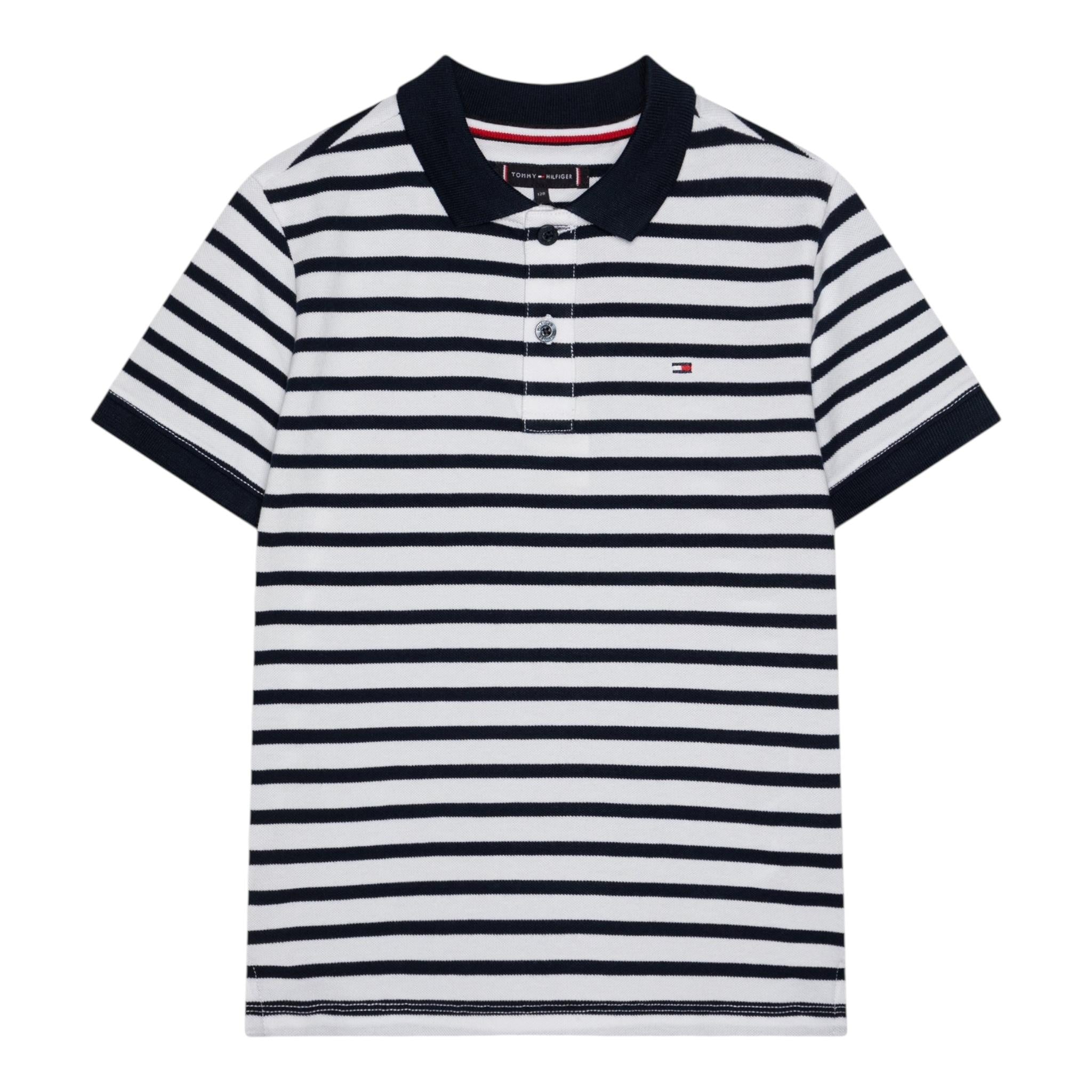 Tommy Hilfiger Polo Mezza Manica Fantasia A Righe per Bambino KB0KB09103 BIANCO/BLU TOMMY HILFIGER 