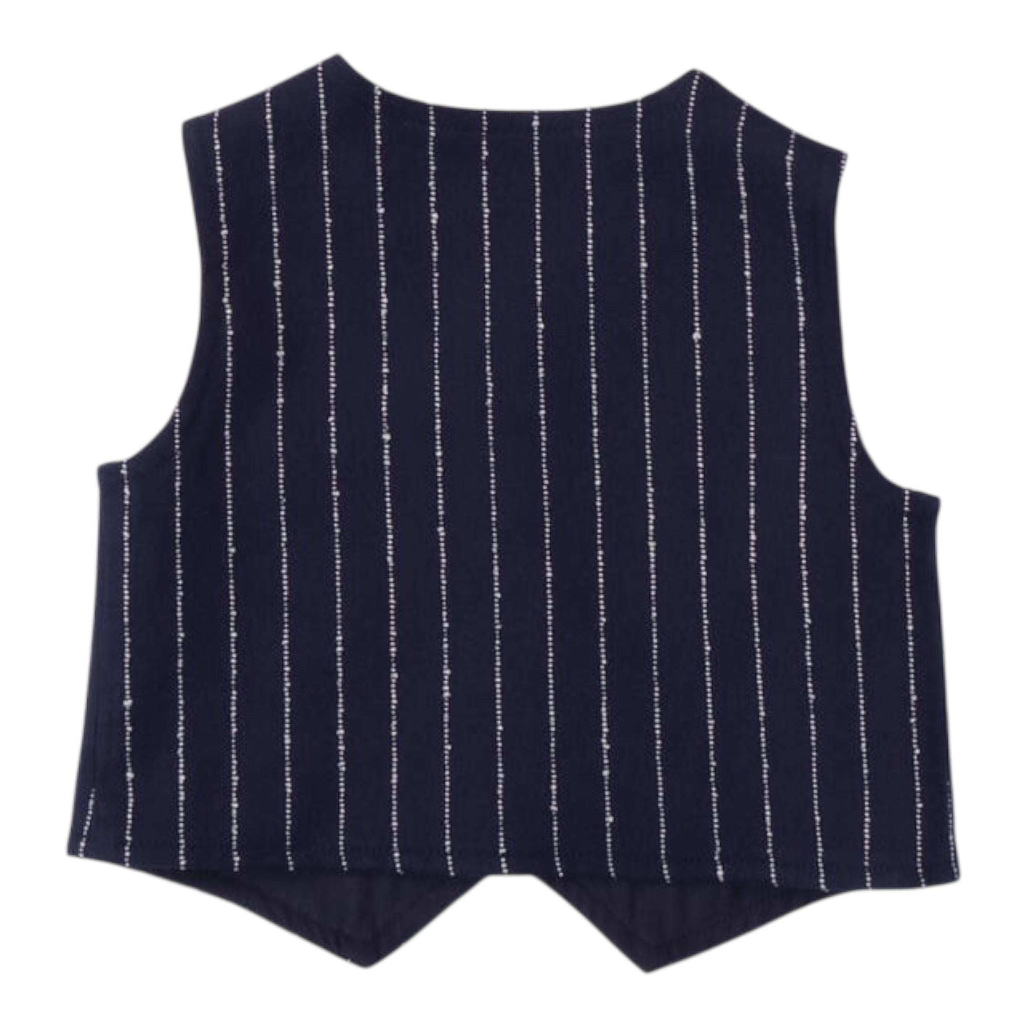 MINI BANDA gilet tinta unita con fantasia a righe Blu per Neonato 37687 BLU MINI BANDA 