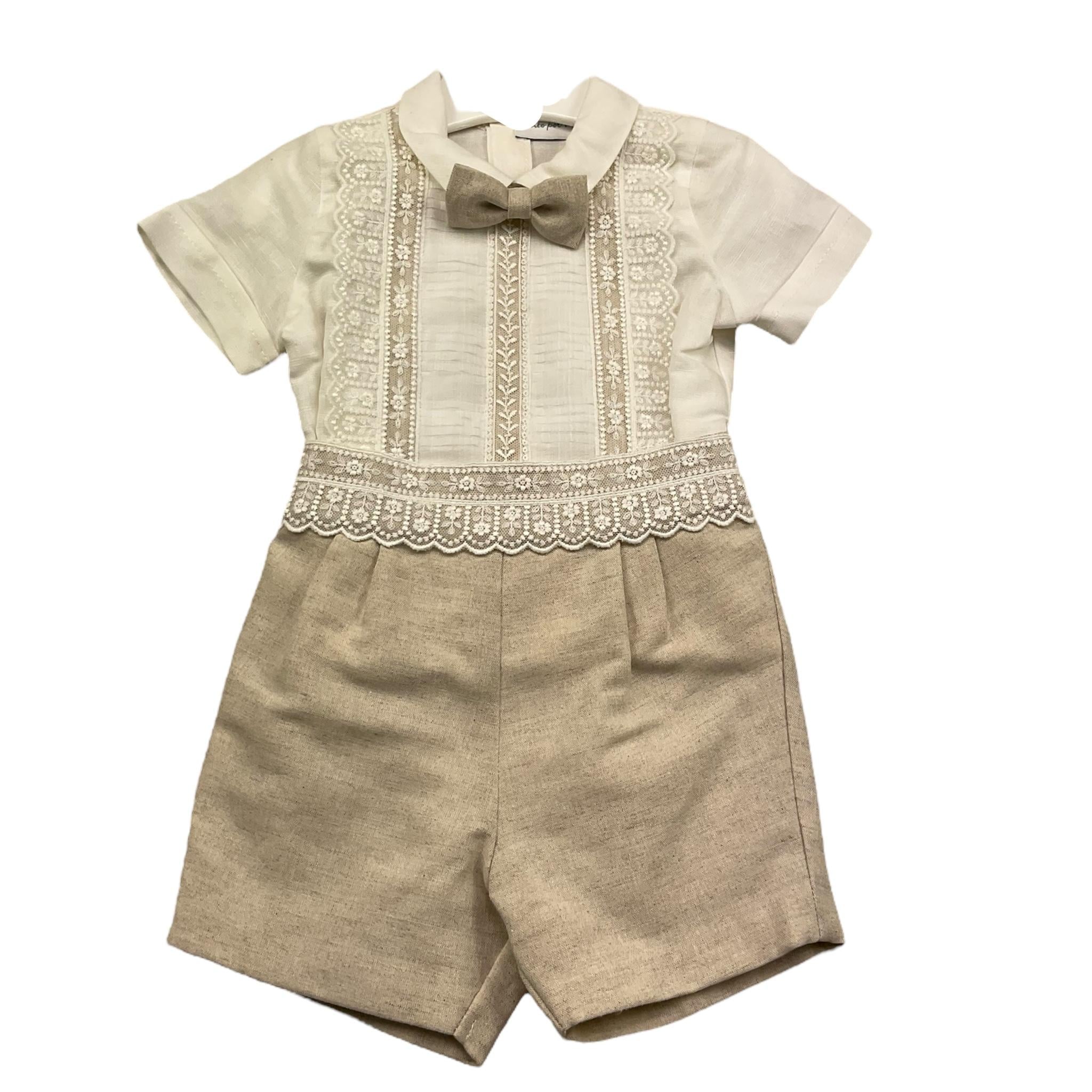 Pontoporponto Completo 2 Pezzi Camicia-Bermuda per Neonato 6135 BIANCO/BEIGE PONTOPORPONTO 