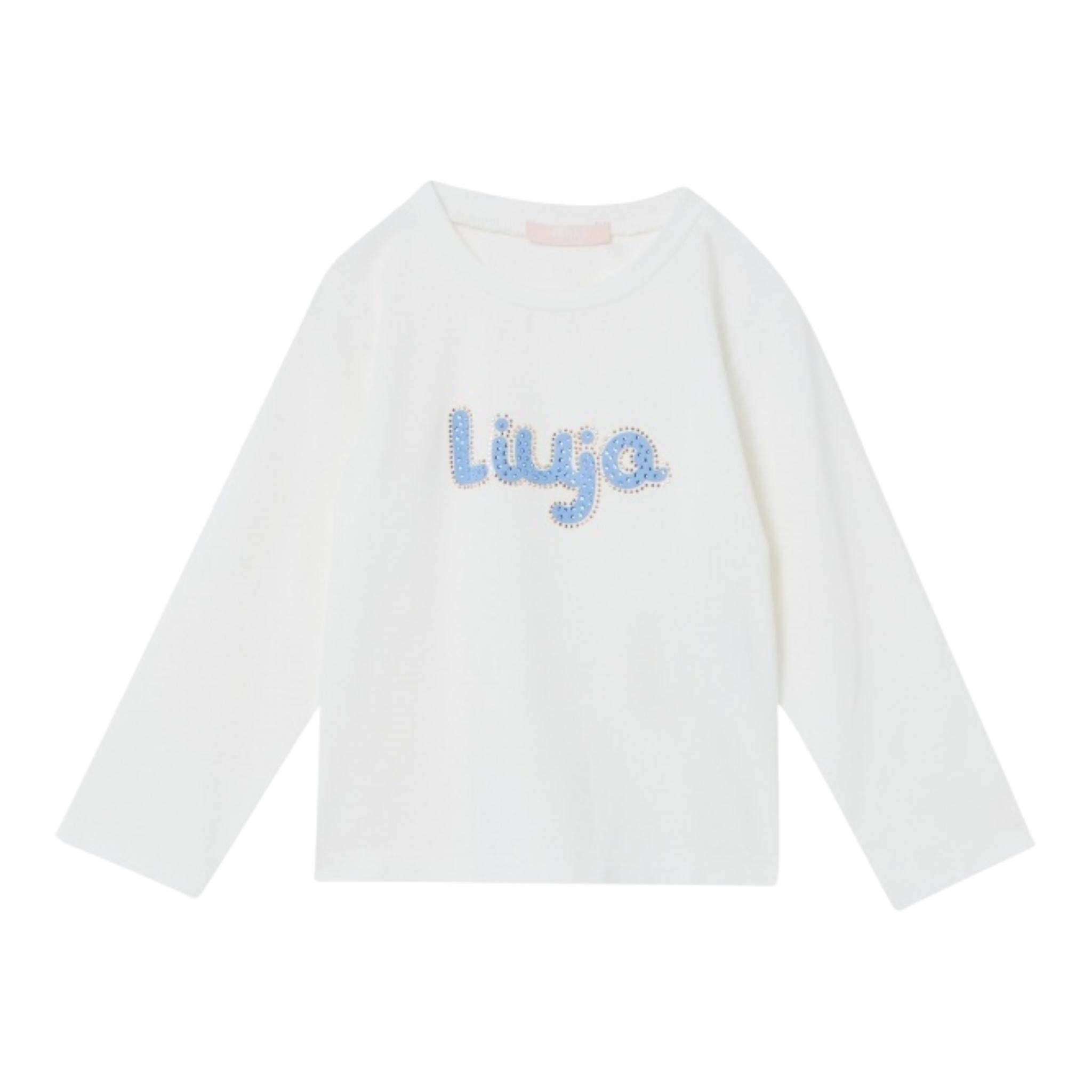 LIU JO shirt girocollo tinta unita con stampa logo Panna per Neonata KF4069N PANNA LIU JO 