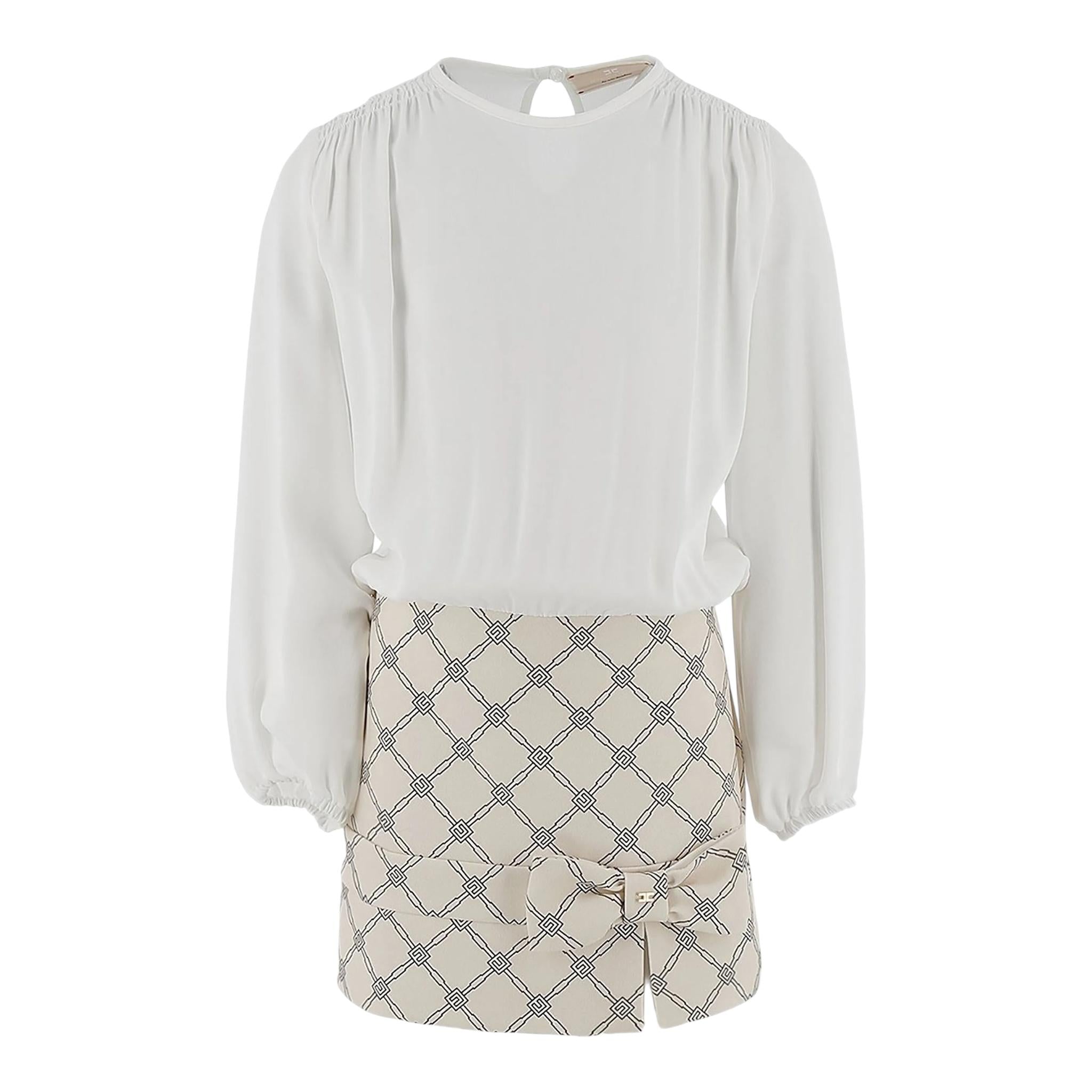 Elisabetta Franchi Abito Manica Lunga con Stampe Logo per Bambina EFAB589 BIANCO ELISABETTA FRANCHI 