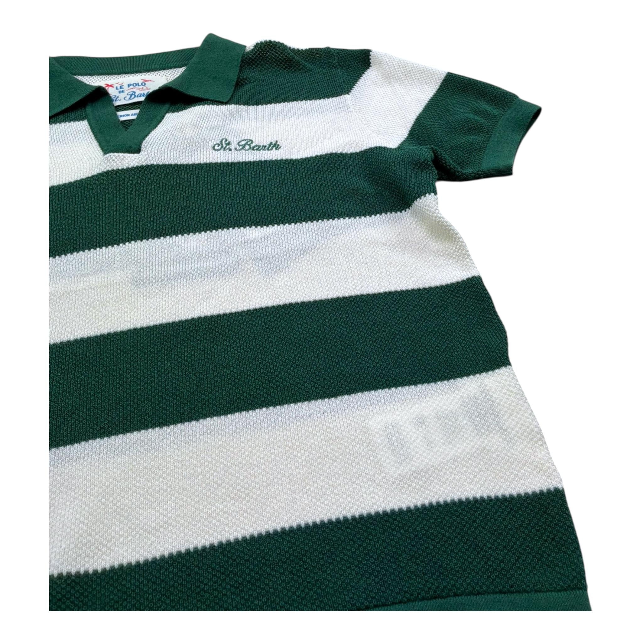 Saint Barth Polo Bicolore con Fantasia A Righe per Bambino 00172L BIANCO/VERDE SAINT BARTH 