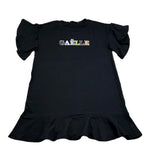 Gaelle Abito Mezza Manica Tinta Unita con Stampa per Bambina 2746V00339 NERO GAELLE 