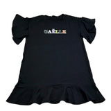 Gaelle Abito Mezza Manica Tinta Unita con Stampa per Bambina 2746V00339 NERO GAELLE 