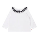 Carre'Ment Beau Shirt Girocollo Tinta Unita con Colletto In Contrasto Bianco per Bambina