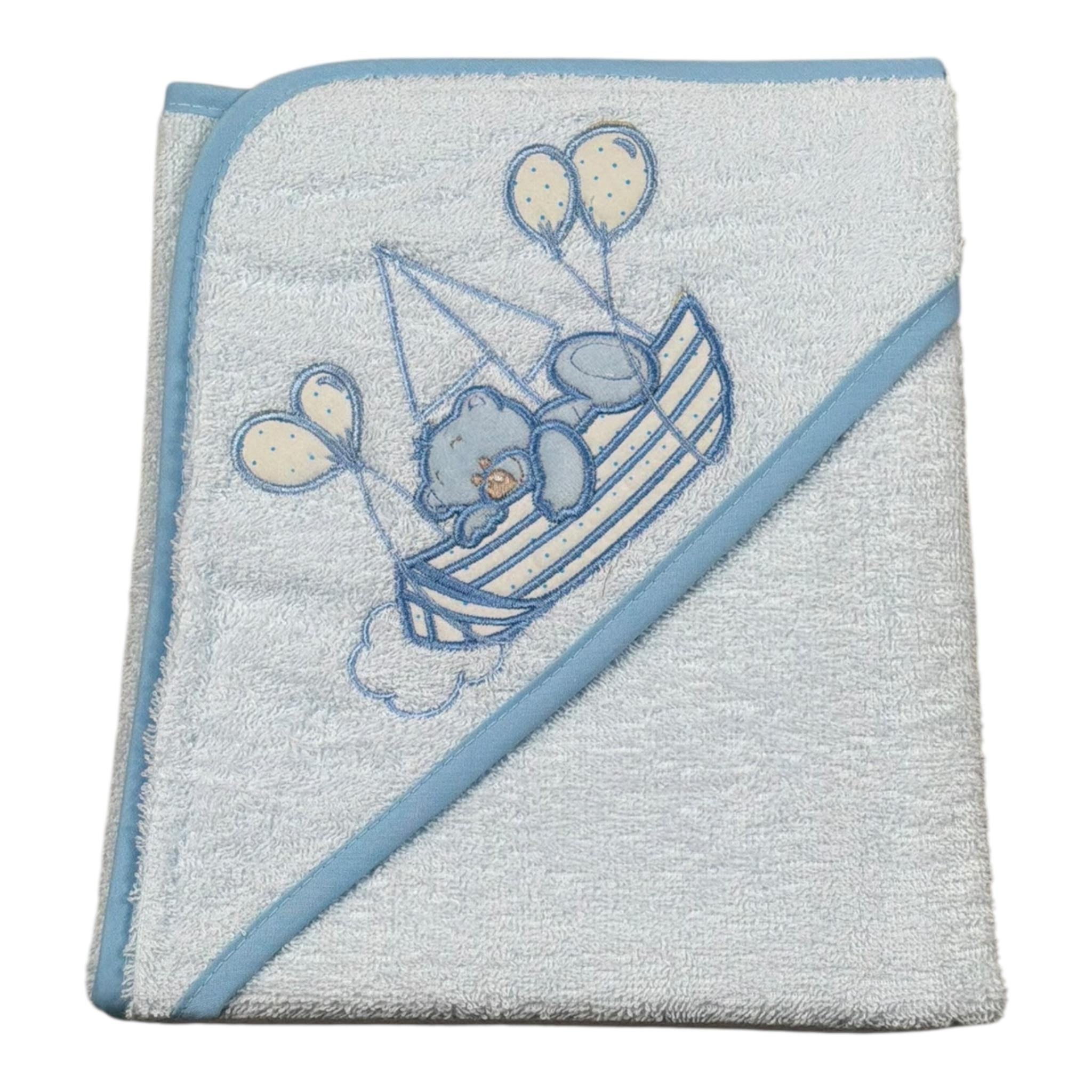 Nancy Baby Accappatoio Tinta Unita con Stampa per Neonato 19577 AZZURRO NANCY BABY 