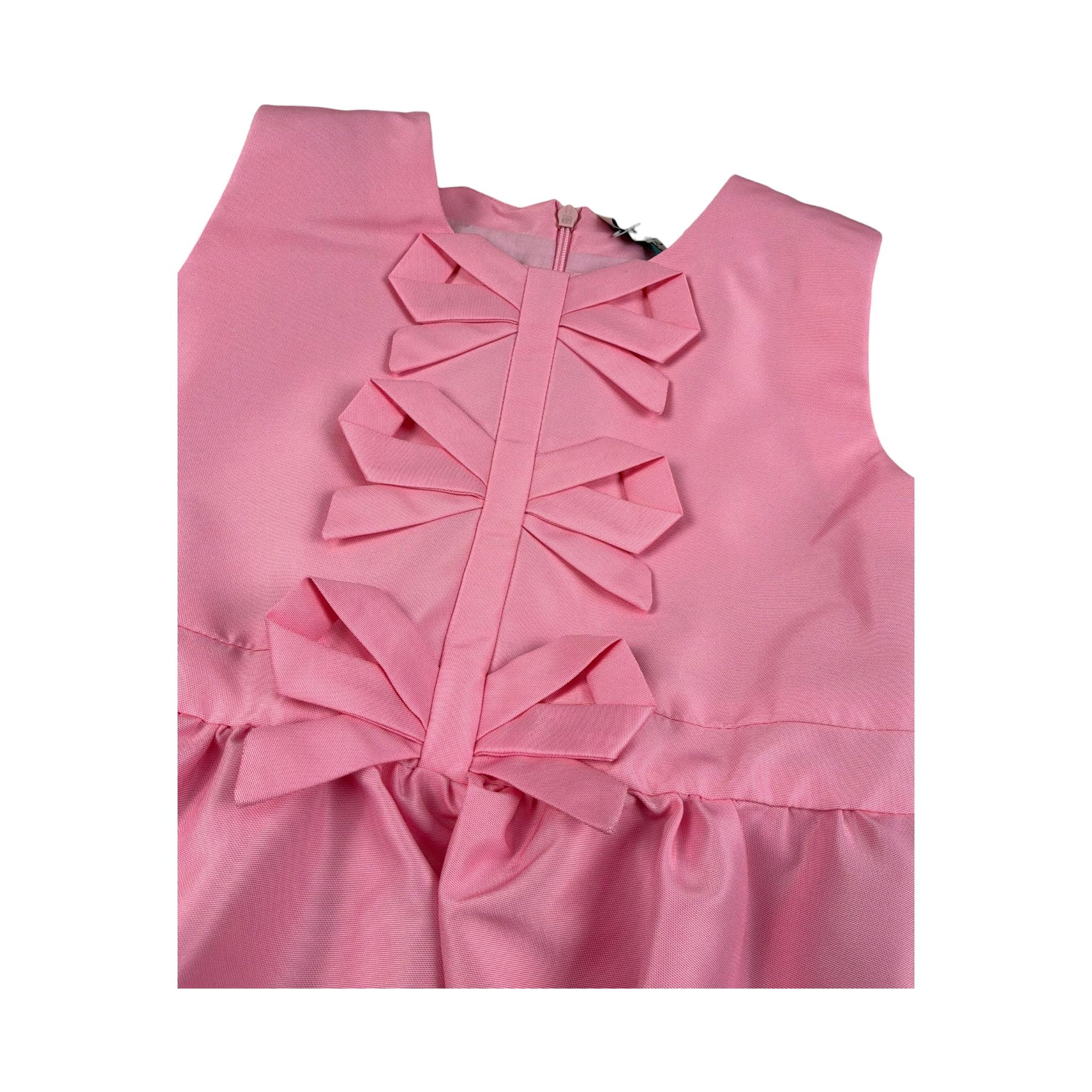 A' La Page Abito Giromanica Tinta Unita con Fiocchi per Bambina VANIGLIA ROSA A' LA PAGE 