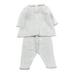 Marlu' Completo 2 Pezzi Maglia-Leggins Tinta Unita con Ricami per Neonata EP2619 BIANCO MARLU' 