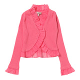 Twinset Cardigan Tinta Unita Con Rouches Rosa Per Bambina