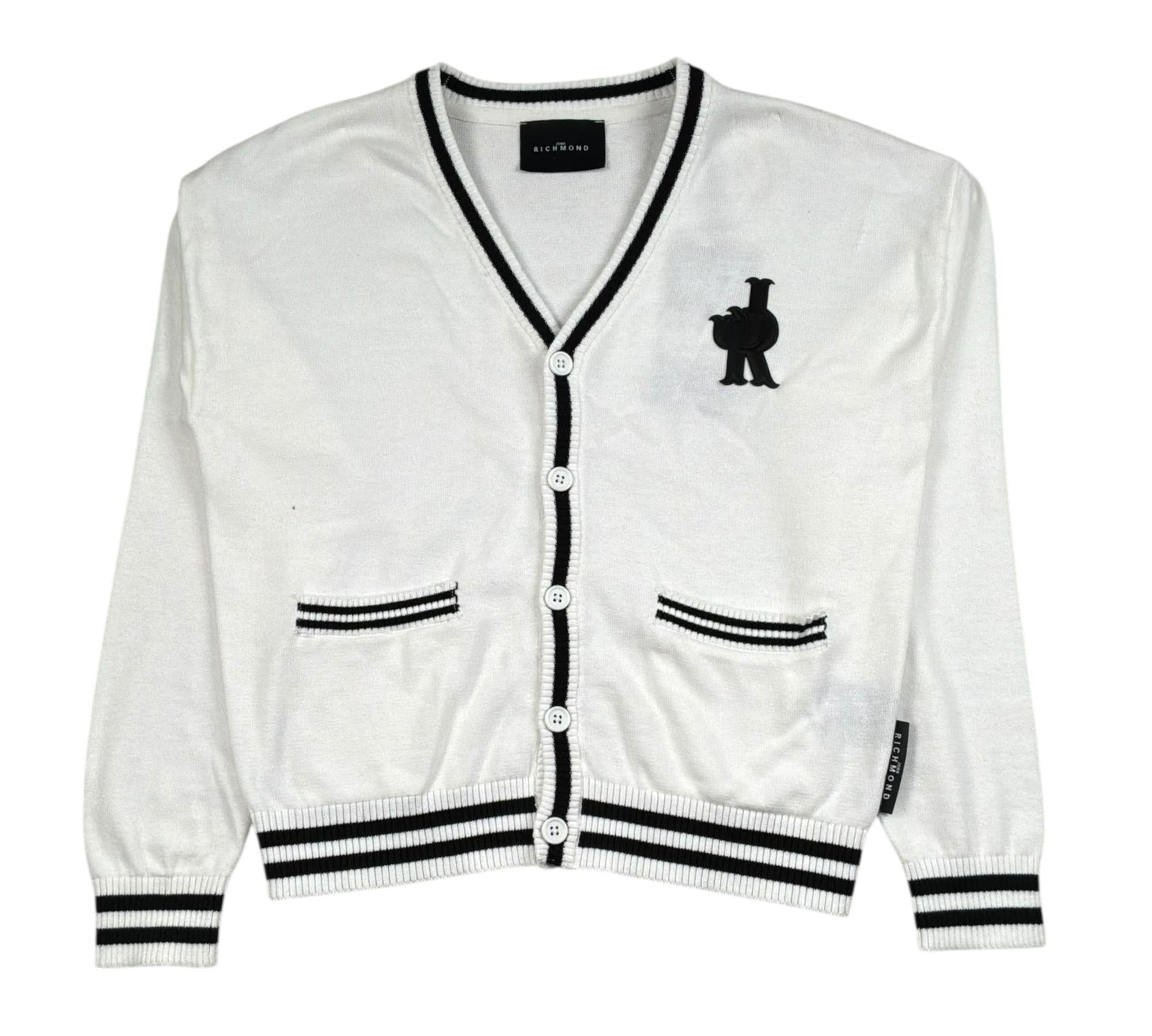 John Richmond Cardigan Tinta Unita Scollo A V per Bambino RBP26085CD BIANCO JOHN RICHMOND 