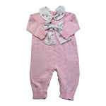 Le Bebe Tutina Manica Lunga Tinta Unita con Colletto E Fiocco per Neonata LBG6223 ROSA LE BEBE 