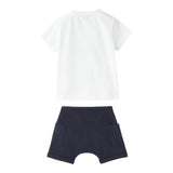 Il Gufo Completo 2 Pezzi T-Shirt-Bermuda Bicolore Bianco/Blu Per Neonato