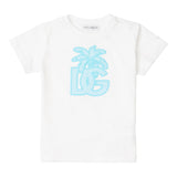 DOLCE & GABBANA t-shirt girocollo tinta unita con logo Bianco per Neonato L1JTEY BIANCO DOLCE & GABBANA 