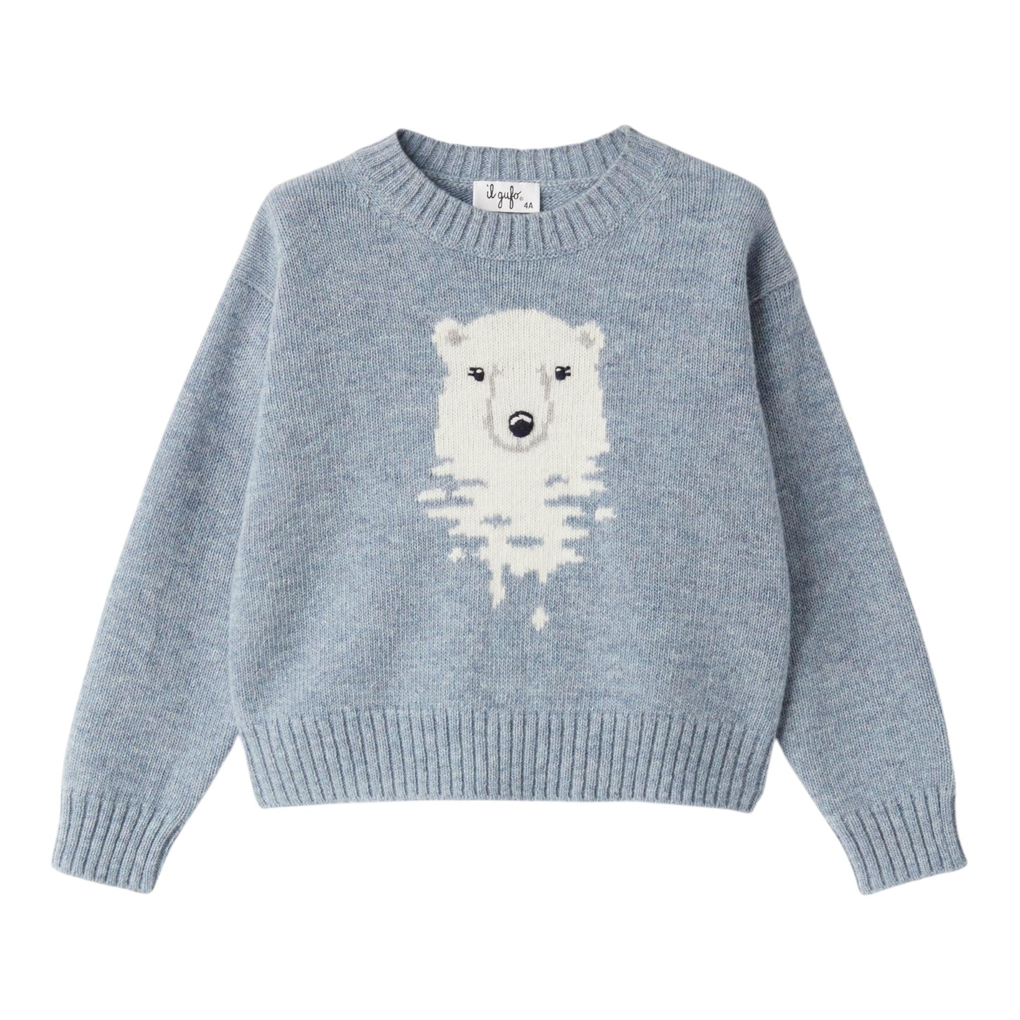 IL GUFO maglia girocollo tinta unita con ricamo orso Azzurro per Neonato A24MA457EM220 AZZURRO IL GUFO 