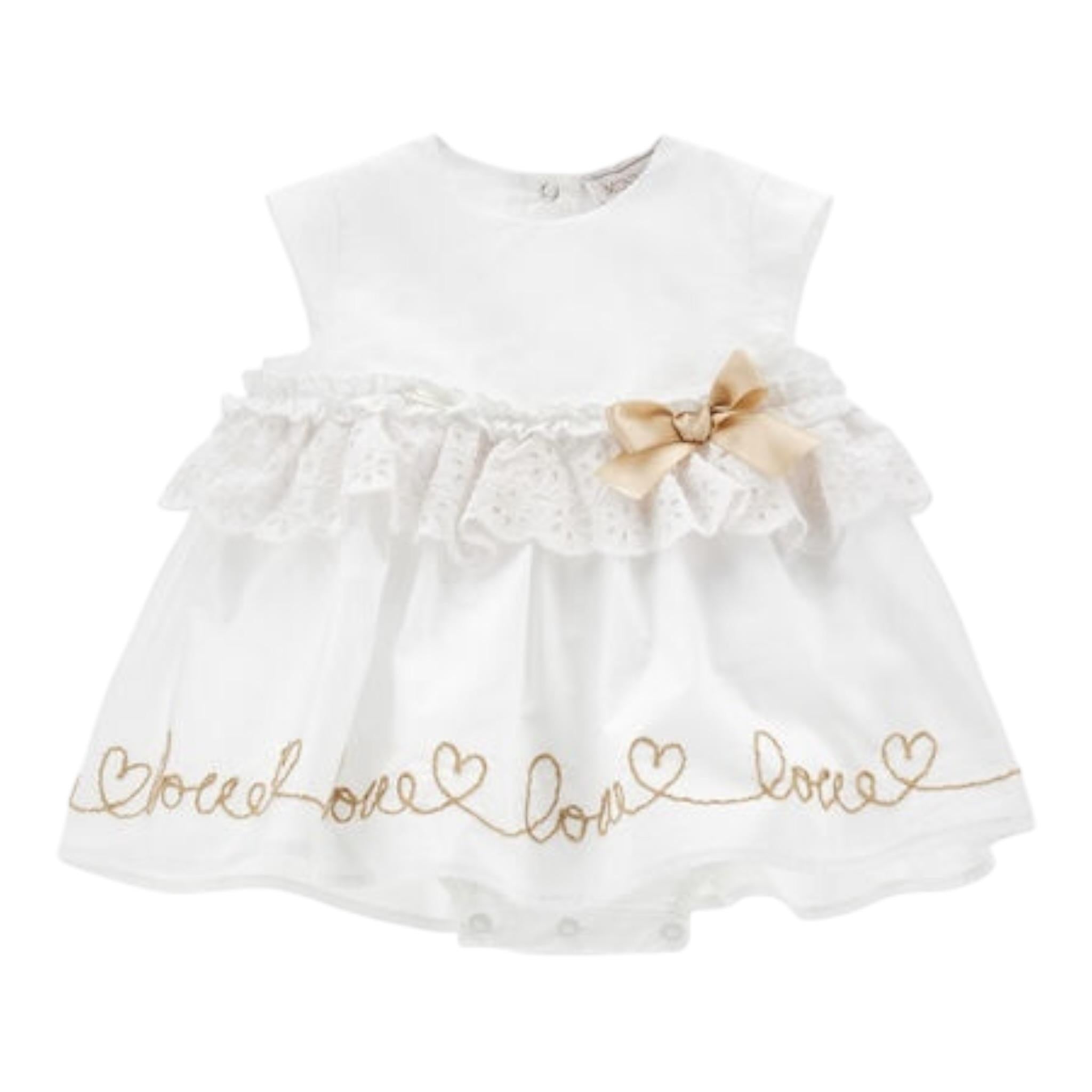 Monnalisa Pagliaccetto Tinta Unita con Stampa per Neonata 35E208 BIANCO MONNALISA 