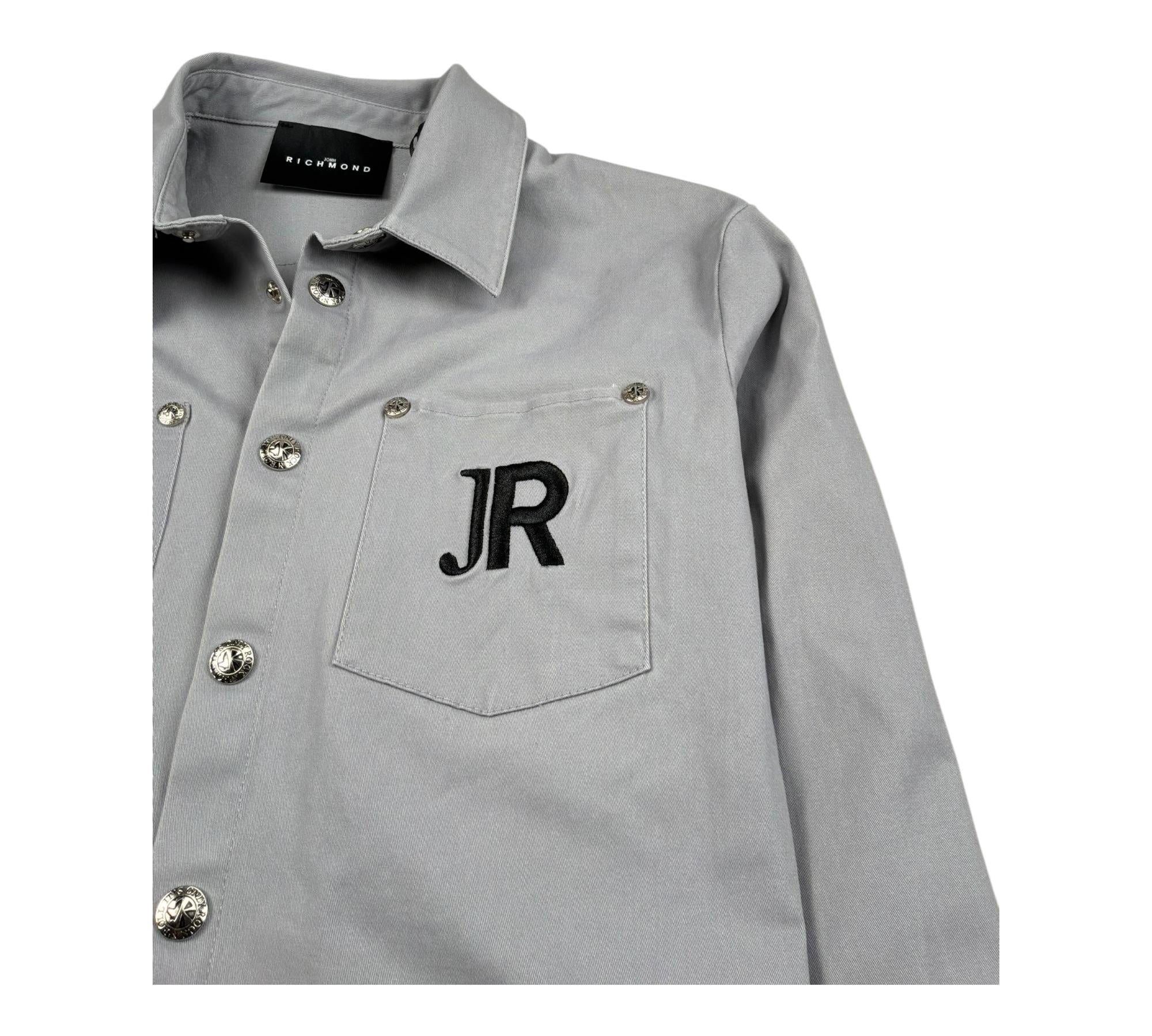 John Richmond Camicia Tinta Unita con Bottoni E Logo per Bambino RBP26212CA GRIGIO JOHN RICHMOND 