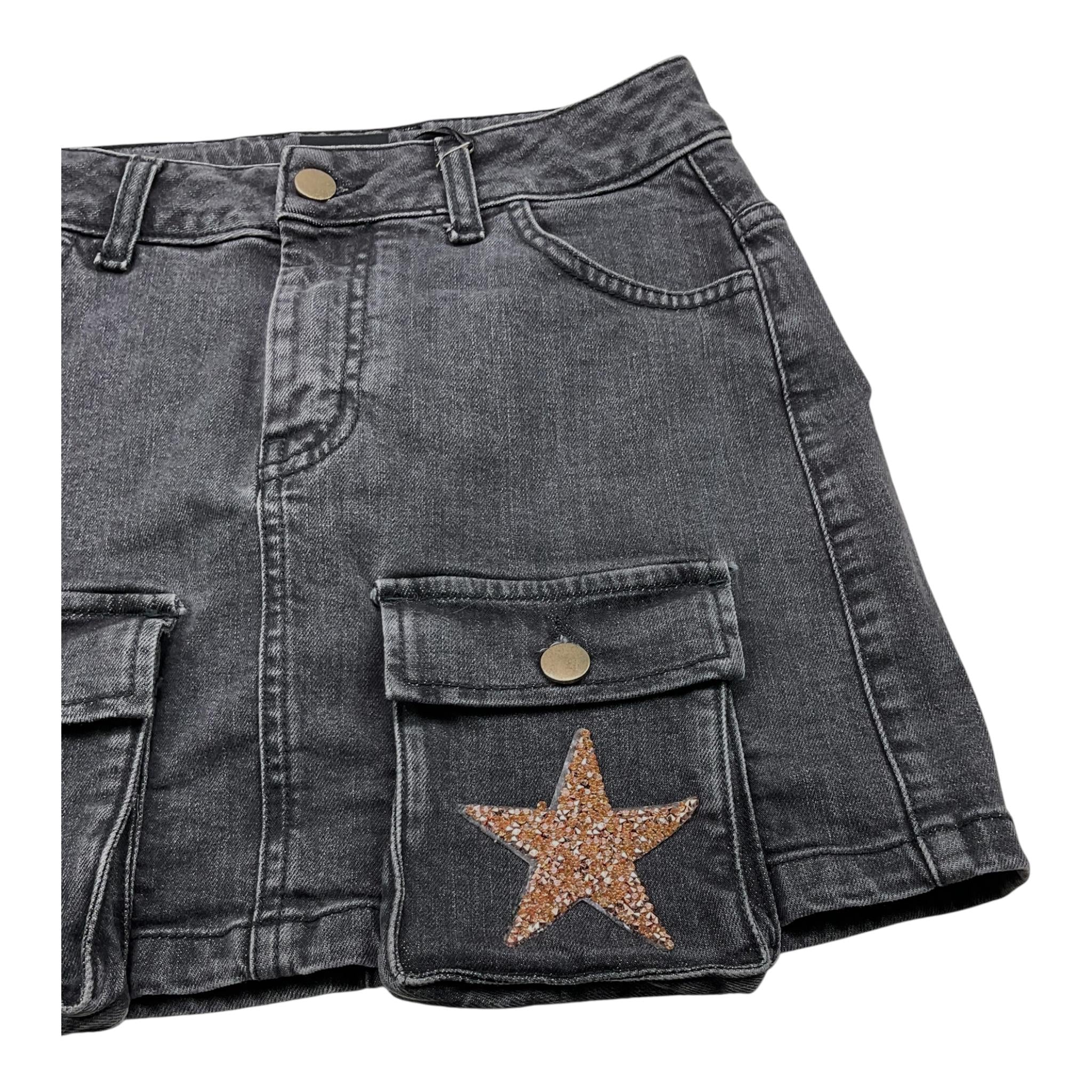 MARC ELLIS gonne in denim tinta unita con tasconi Nero per Bambina JMJSK00282X NERO MARC ELLIS 