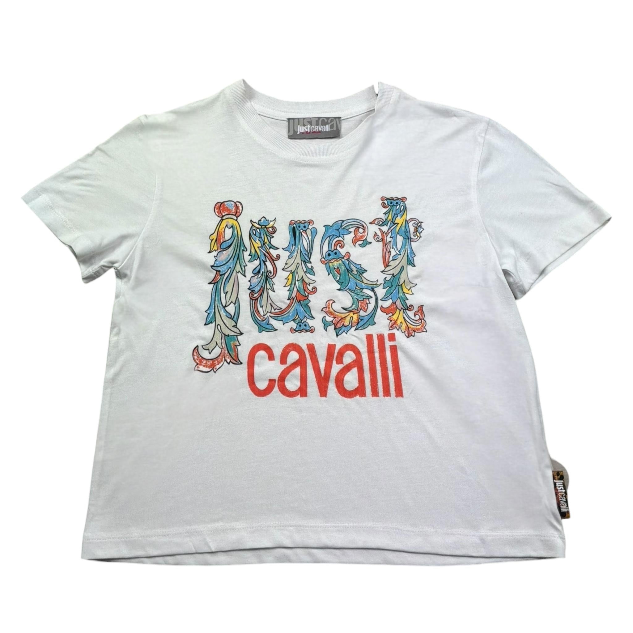 Just Cavalli T-Shirt Girocollo Tinta Unita con Stampe per Bambina JGP26085TS BIANCO JUST CAVALLI 