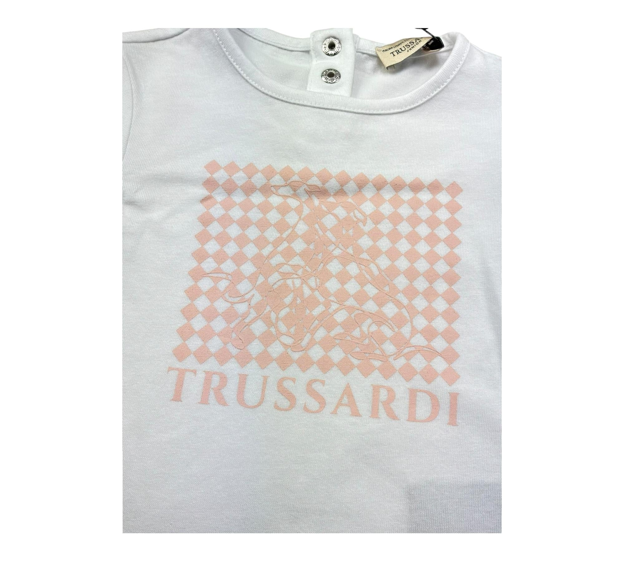 Trussardi T-Shirt Girocollo Tinta Unita con Stampa per Neonata TIP26134TS BIANCO TRUSSARDI 