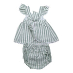 Babidu Completo 2 Pezzi Camicia-Coulotte Fantasia A Righe per Neonata 93409 VERDE BABIDU 