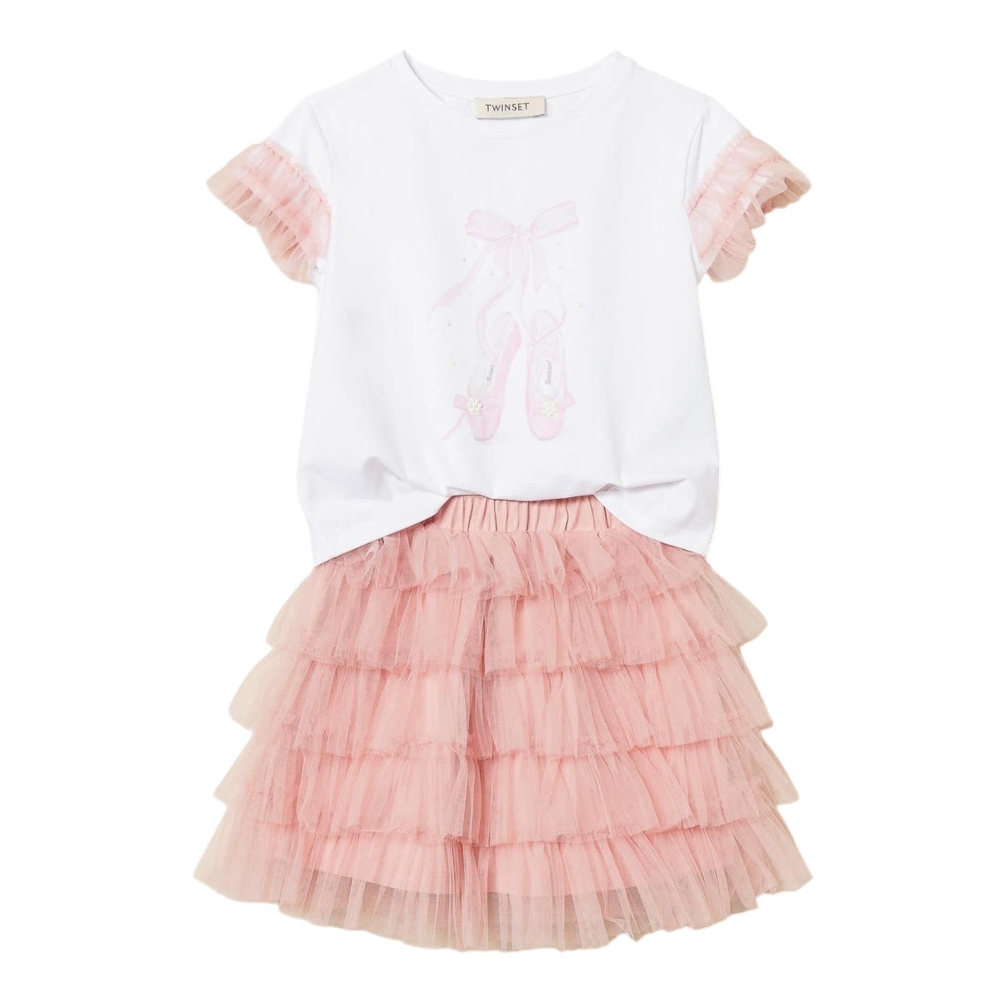 Twinset Cmpleto 2 Pezzi T-Shirt-Gonna Bicolore per Neonata 251GJ2QS2 BIANCO/ROSA TWINSET 