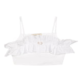 Twinset Top A Bretelline Tinta Unita Con Rouches Bianco Per Bambina