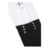 Balmain Abito Giromanica Bicolore Bianco/Nero Per Bambina