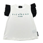 John Richmond T-Shirt tinta unita con Stampa E Rouches Bianco per Bambina RGP23070TS BIANCO JOHN RICHMOND 