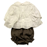 BARCELLINO completo 2 pezzi camicia-culotte Bianco/marrone per Neonata 105308 BIANCO/MARRONE BARCELLINO 