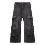 Diesel Jeans Modello Palazzo con Tasconi Nero per Bambina J01725XXX NERO DIESEL 