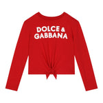 DOLCE & GABBANA shirt girocollo tinta unita cn logo Rosso per Bambina L5JTNP ROSSO DOLCE & GABBANA 