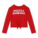 DOLCE & GABBANA shirt girocollo tinta unita cn logo Rosso per Bambina L5JTNP ROSSO DOLCE & GABBANA 