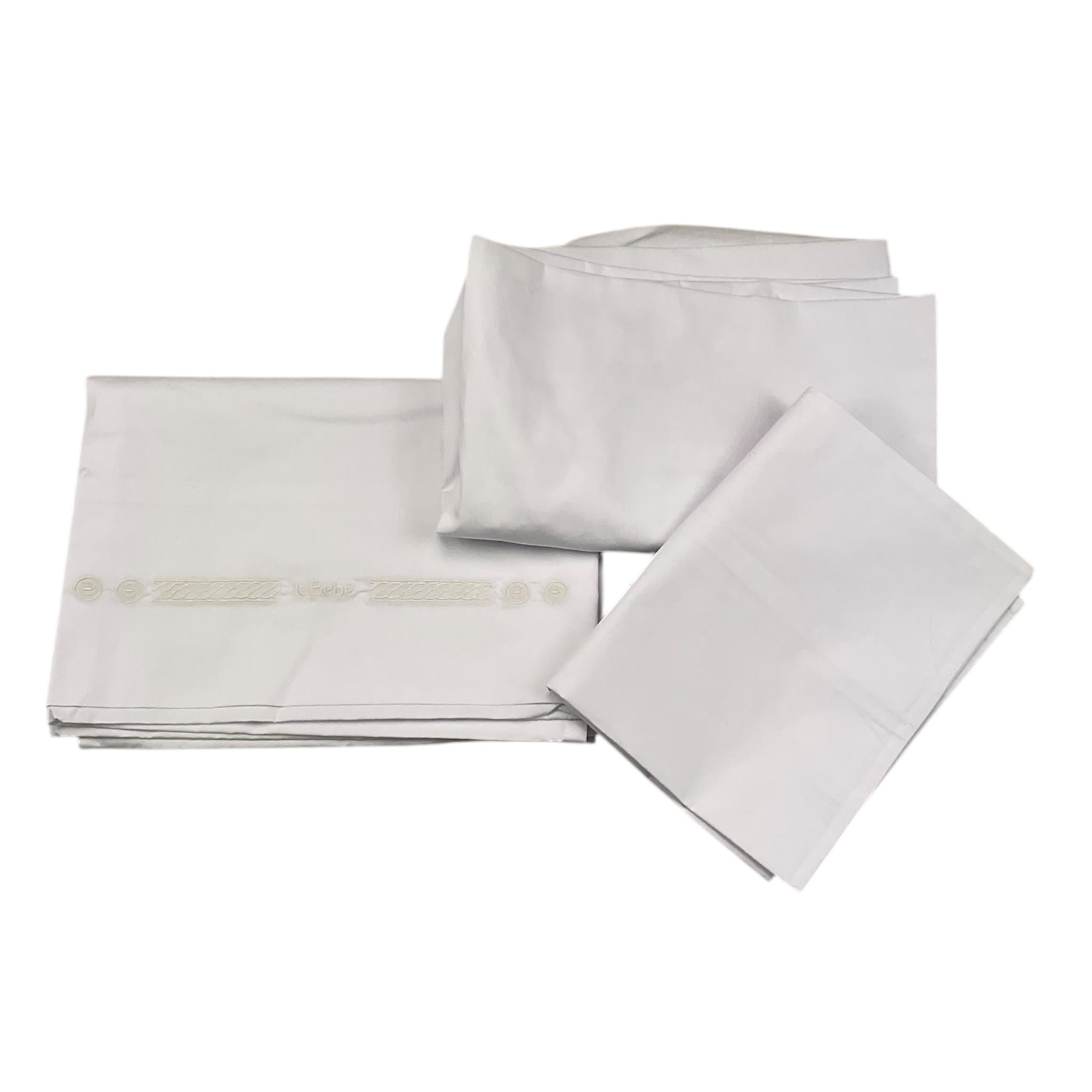 LE BEBE' set 3 pezzi lenzuola tinta unita cn ricami Bianco per Neonato LBB5100 BIANCO LE BEBE' 