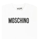 Moschino T-Shirt Girocollo Tinta Unita con Stampe In Contrasto per Bambino MUM04FXJ BIANCO MOSCHINO 