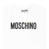 Moschino T-Shirt Girocollo Tinta Unita con Stampe In Contrasto per Bambino MUM04FXJ BIANCO MOSCHINO 