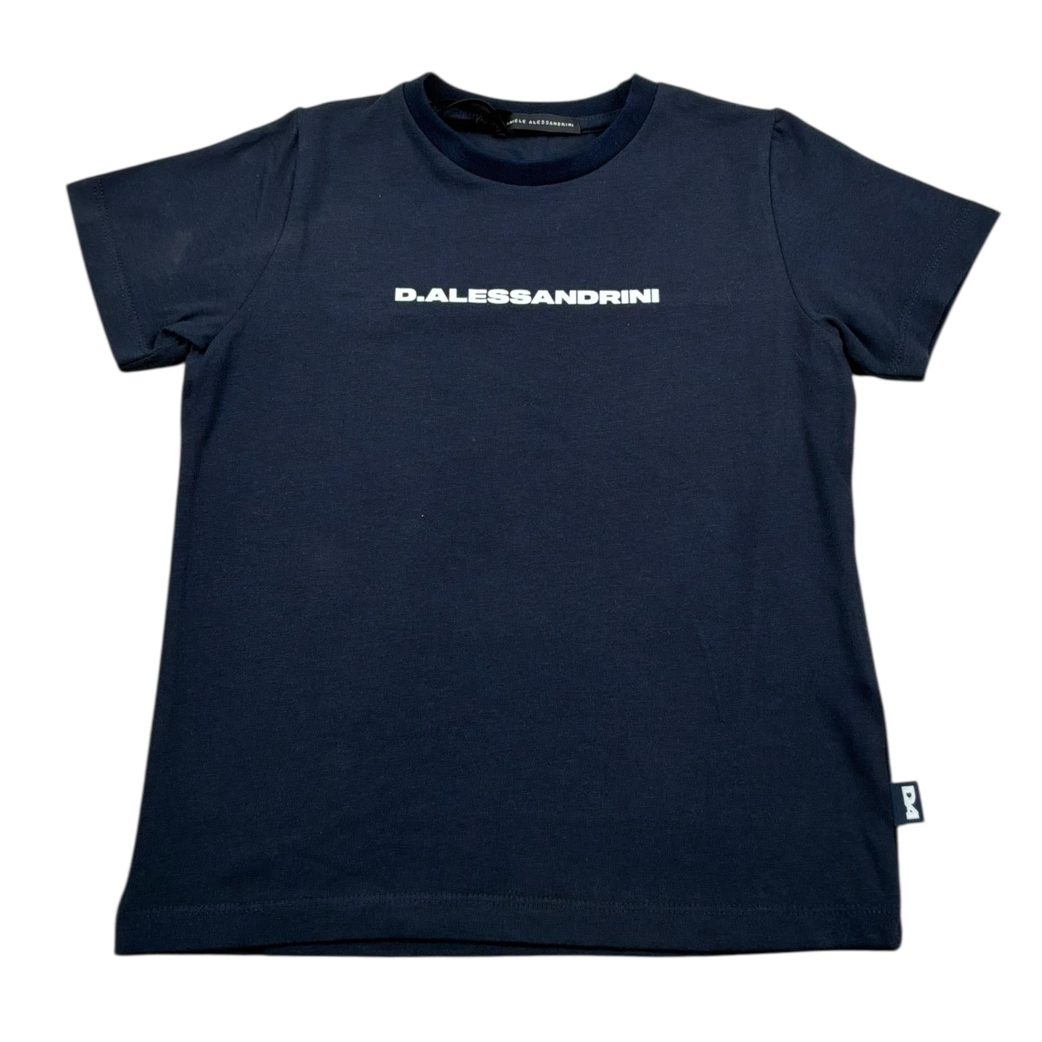 Daniele Alessandrini T-Shirt Girocollo Tinta Unita con Logo per Bambino 1296M00036J BLU DANIELE ALESSANDRINI 