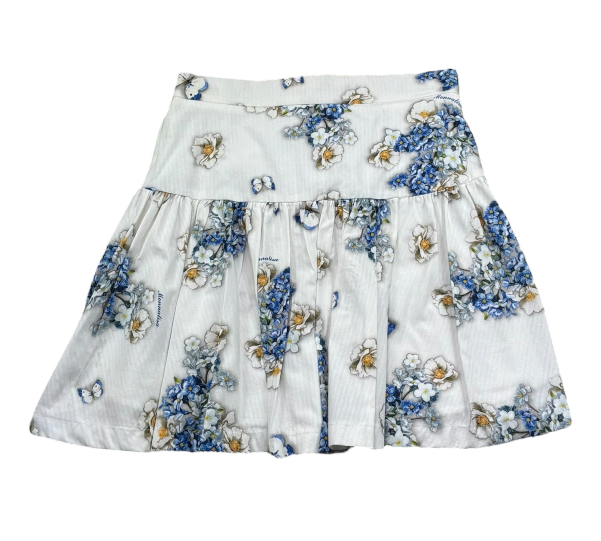 Monnalisa Gonna Tinta Unita Fantasia Floreale per Bambina 111708 BIANCO MONNALISA 